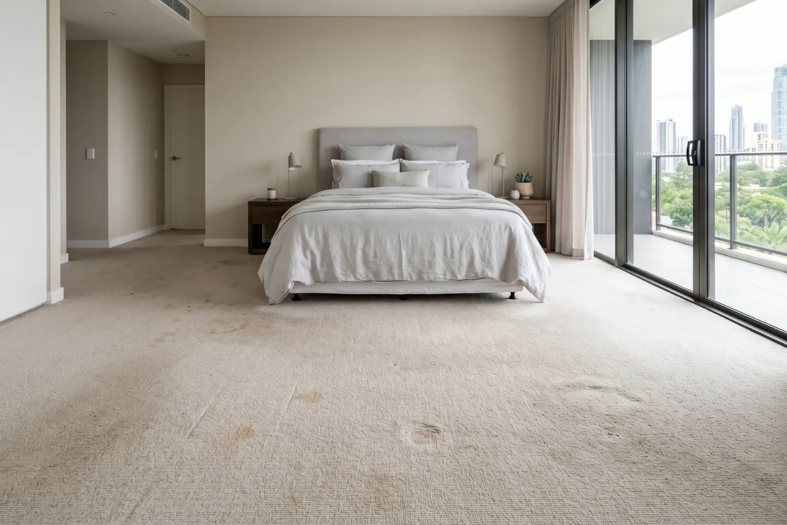 Dirty carpet before cleaning