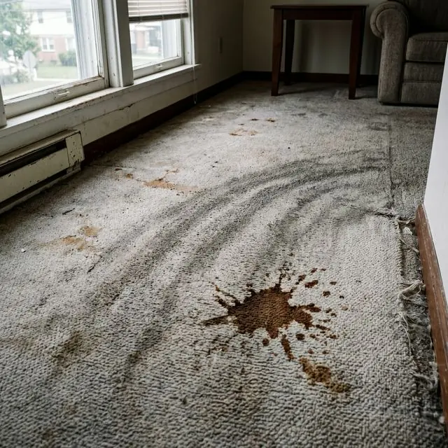 Dirty carpet before cleaning